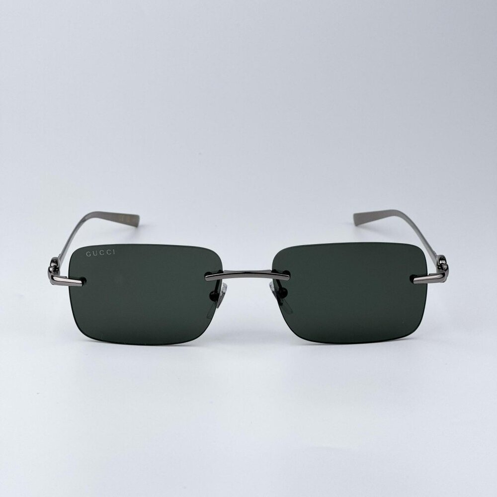 Gucci GG1703S 001 BRAND NEW Men Sunglasses Ruthenium Grey Rectangle